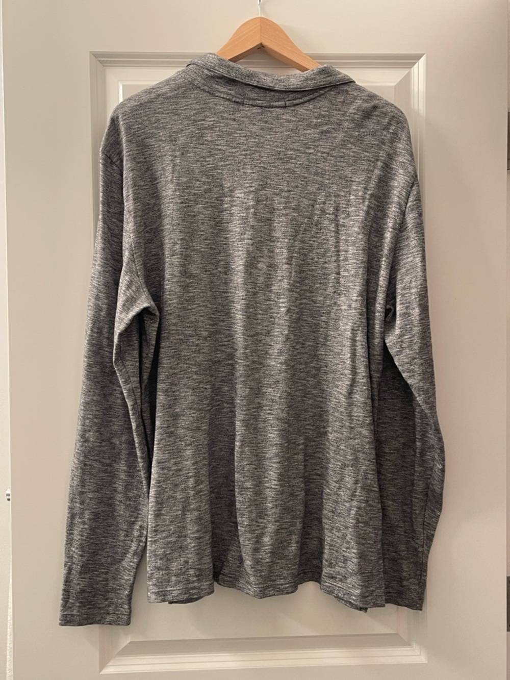 Robert Barakett Men's Long Sleeve Heather Gray Polo-Style Tee - Picture 2 of 5